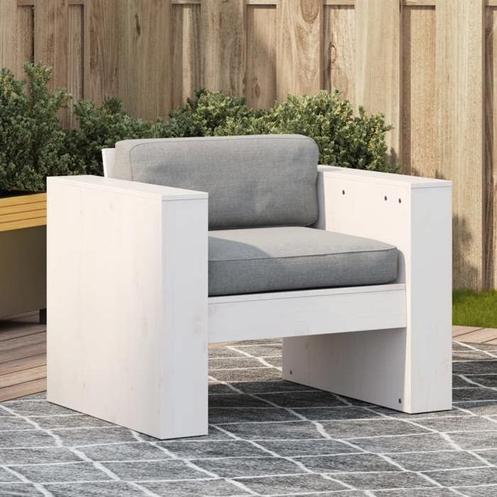 NEUF Canapé de jardin blanc 79x60x62 cm bois de pin massif - 79x60x62 cm - 832366