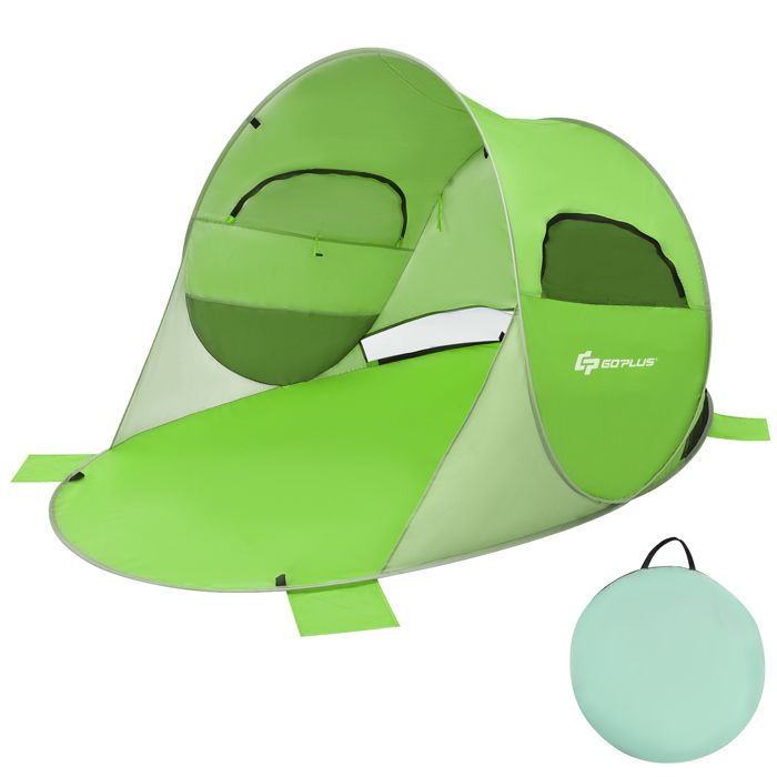 Tente De Plage Pop-Up Deluxe XL - Pour 4 Personnes, Protection UV, Résistante à L'Eau, Facile à Monter