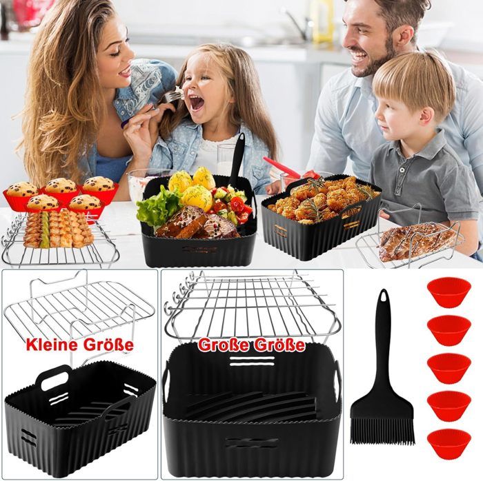 12 Clips Magnétiques En Silicone Pour Friteuse à Air – Fixation Facile Du Papier Sulfurisé – Noir, Longueur 10,2 Cm Et 3,2 Cm
