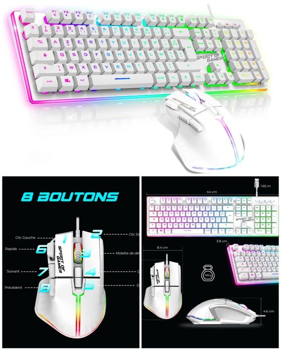 Pack GAMER – Spirit of Gamer – RGB PRO – Clavier semi-mécanique – Souris filaire – 6400 DPI