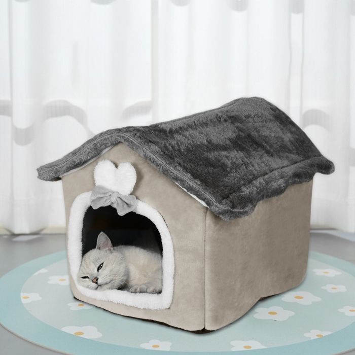 SUPFINE Niche pour chat, maison d'intérieur pour chien, lit terrier pour chat pliable, lit chaud et confortable pour chien