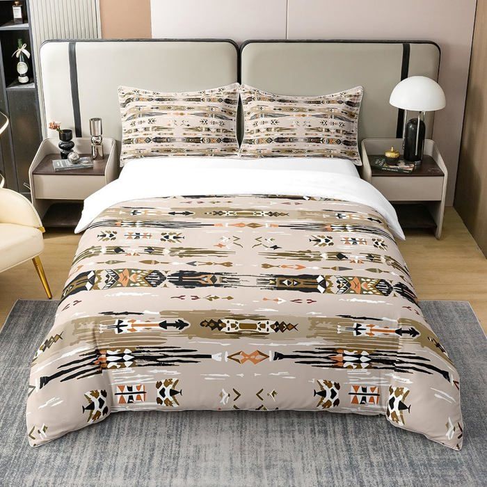 Ensemble de LiterieTribu Ethnique Couvre Lit Enfants Adolescents AdultesCouvre Lit Vintage ExotiqueDécor Bohème 220x240CM