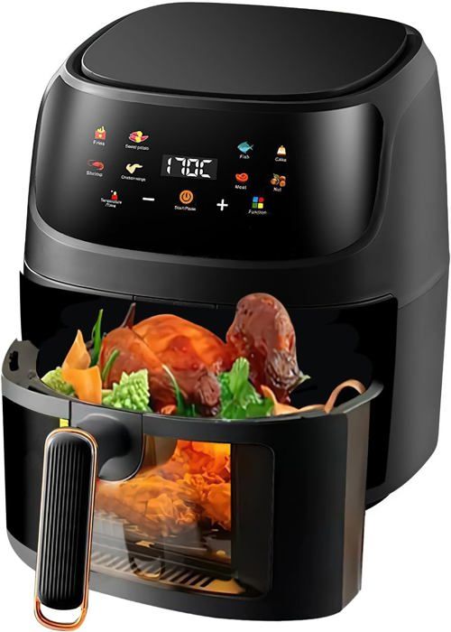 Air Fryer 8L Friteuse Sans Huile 8 Programmes de Cuisson Préréglés Fenêtre de Visualisation Écran Tactile Fonction Rendez-vous - Prumya