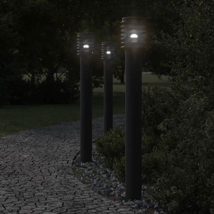 Vidaxl Lampadaire dextérieur avec sortie noir 110 cm acier inoxydable 4006379 Gris - vue 2