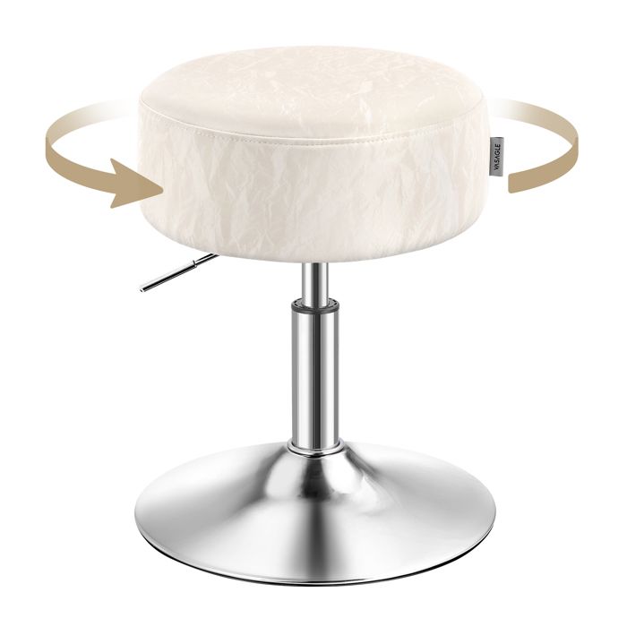 VASAGLE Tabouret de Maquillage Réglable en Hauteur Pivotant à 360 Degrés en PU Coussin Épais Tabouret de Coiffeuse Blanc Crème