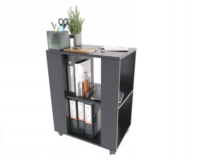 Armoire de Bureau Mobile Noir - Meuble à roulettes Style contemporain - 60 x 40 x 78.6 cm