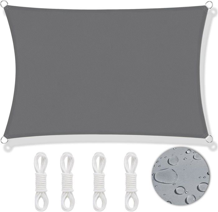 Voile D'ombrage 2x2m Rectangulaire Imperméable à L'eau PES Toile D Protection Uv Pour Patio Exterieur Jardin 96182483