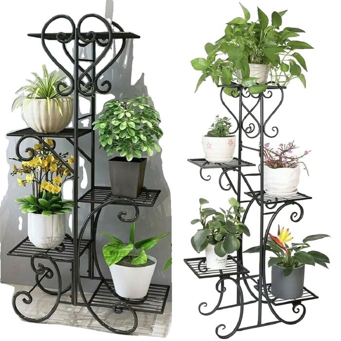 Support de Plantes Design à 5 Niveaux Utilisation Intérieure et Extérieure noir