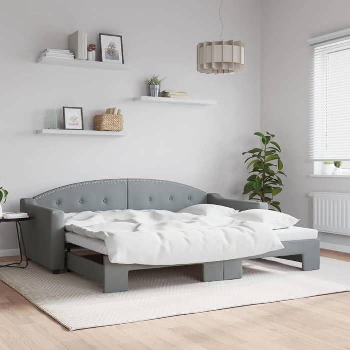 Lit dinvité Lit de jour/1 place avec gigogne - Intemporel - gris clair 90x200 cmCdiscount2025 FAFA 5810904