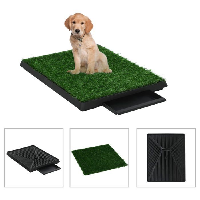 Comparer les prix de Tapis pour animaux - vidaXL - Plateau et gazon artificiel - Vert - 63x50x7 cm