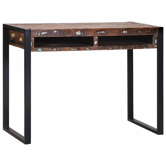 Coiffeuse avec étagère - vidaXL - Bois massif de récupération - Multicolore - 100x50x75 cm - Miroir plan