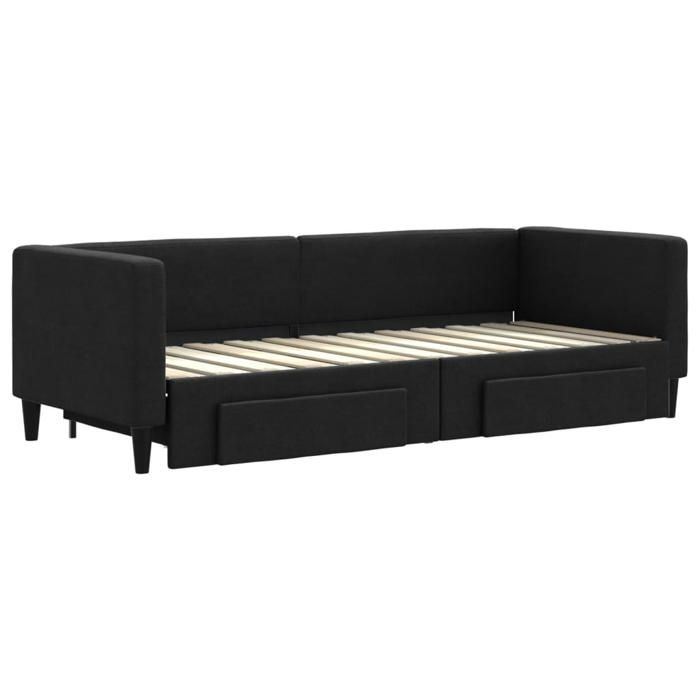 1 Place - Lit de jour avec gigogne - VIDAXL - Canapé-lit - et tiroirs sans matelas - noir 80x200 cm FR_002936624