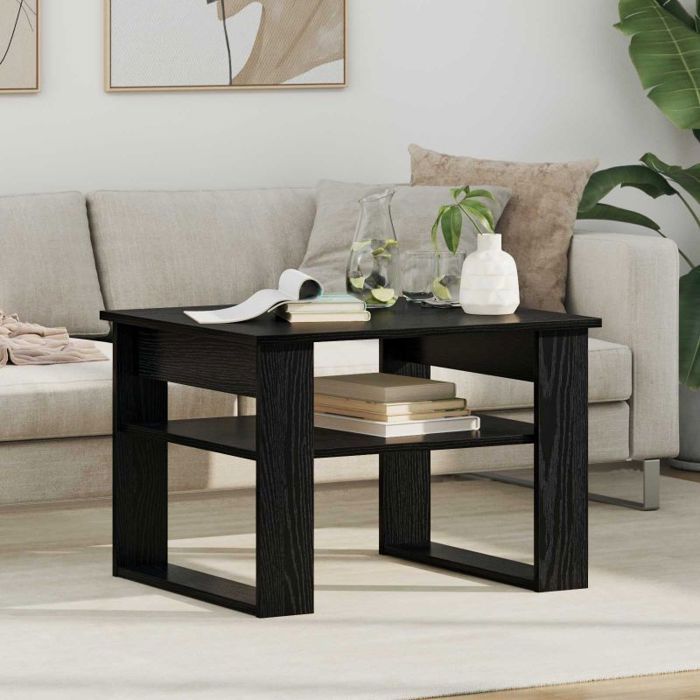 Table basse - VIDAXL - 64x54x44 cm - Chêne noir - Bois dingénierie - Étagères intégrées