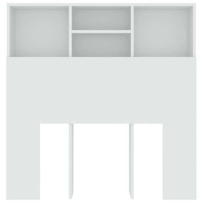 Armoire de tête de lit blanche - MEUBLECHIC - 100x19x1035 cm - Blanc - Bois dingénierie - 4 compartiments