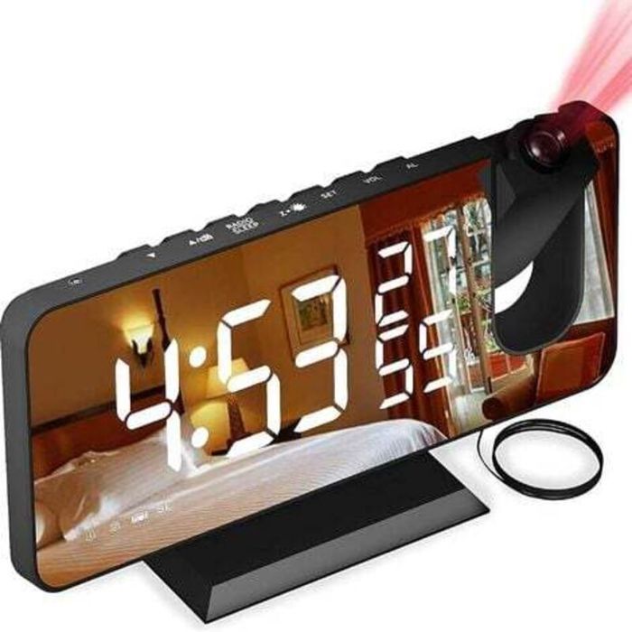 Jusch – Réveil lumineux enfant avec projection – Radio FM – Double alarme – Affichage température/humidité – Alimentation secteur