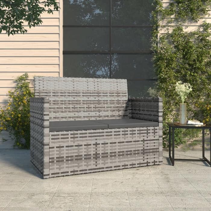 (Promo 2026)Banc de jardin - SHIELD - Meuble dextérieur - Banquette pour balcon avec coussins Gris 105cm Résine tressée 2856869