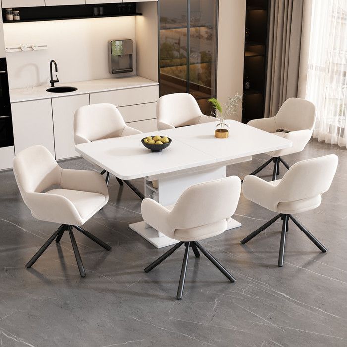 Ensemble de salle à manger comprenant une table et 6 chaises chaise de salle à manger en velours fauteuil de salon à quatre pieds