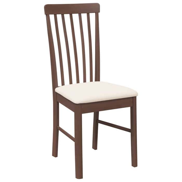 Chaises cuisine(2 pcs) - Brun - 2 personnes - avec coussins - marron bois massif caoutchouc 42.5x48x94 cm F3570