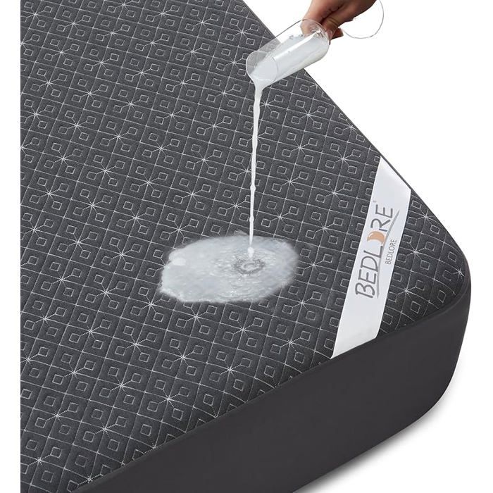 Protège Matelas 140x190 cm Imperméable Housse Protection Matelas Bonnet 30 cm avec Élasticité Tout Autour 140x190x30 Gris
