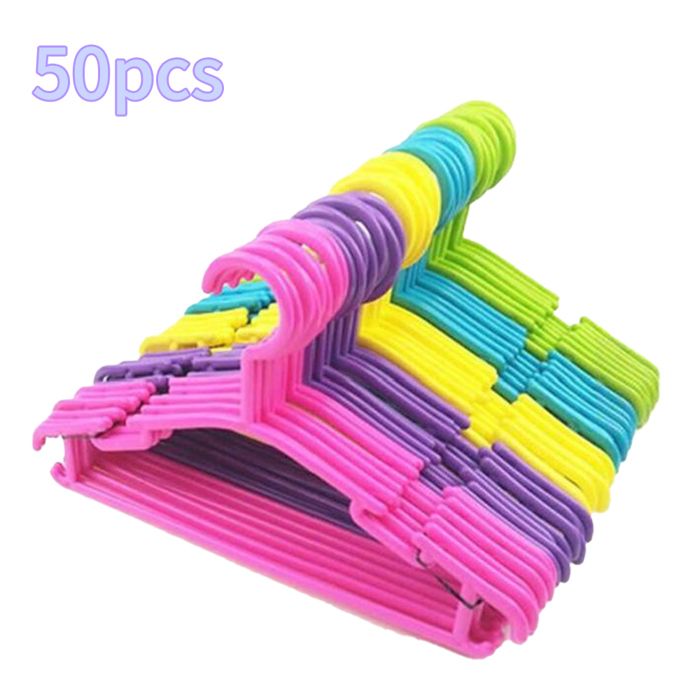 KEDIA Cintres pour enfants Plastique durable Cintres durables Rouge Violet Jaune Vert Bleu (50 au total 10 de chaque couleur)