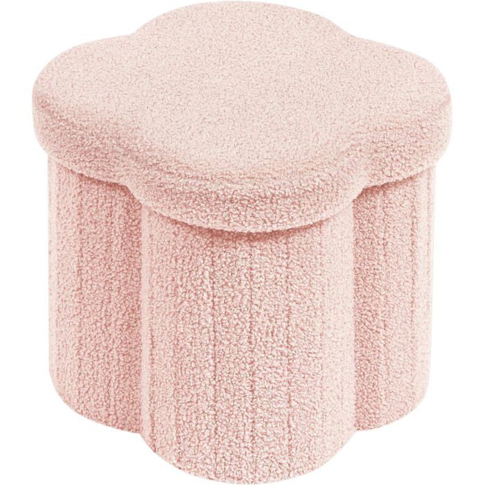 Pouf De Rangement Pliable En Tissu Bouclé Tabouret Fleur Avec Rangement Siège Pratique Pour Coiffeuse Salon Et Chambre 32X32[CA95]