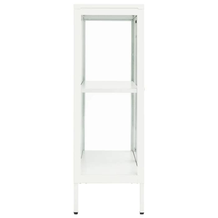 Meuble Rangement - HAOSHOP - Buffet Blanc 75x35x105 cm Acier et verre&01_29918