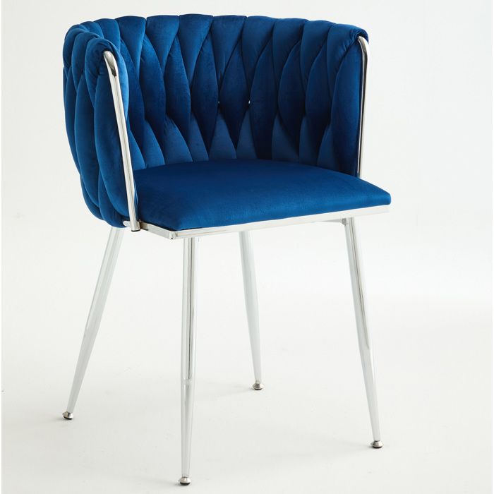 HOMVRA Lot de 2 chaises de bar en tissu bleu navy accoudoirs structure métal hauteur dassise 46 cm