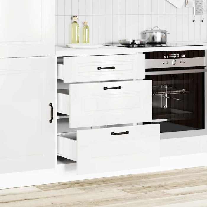 Elégance-Chic Meuble bas de cuisine « Kalmar » - Bois dingénierie - blanc brillant - 60 x 46 x 815 cm - Cabinet de rangement - va
