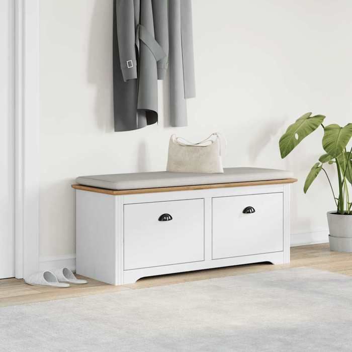 BEAU Meuble banquette - Banc de couloir BODO - blanc et marron - 114x40x45 cm[79028]
