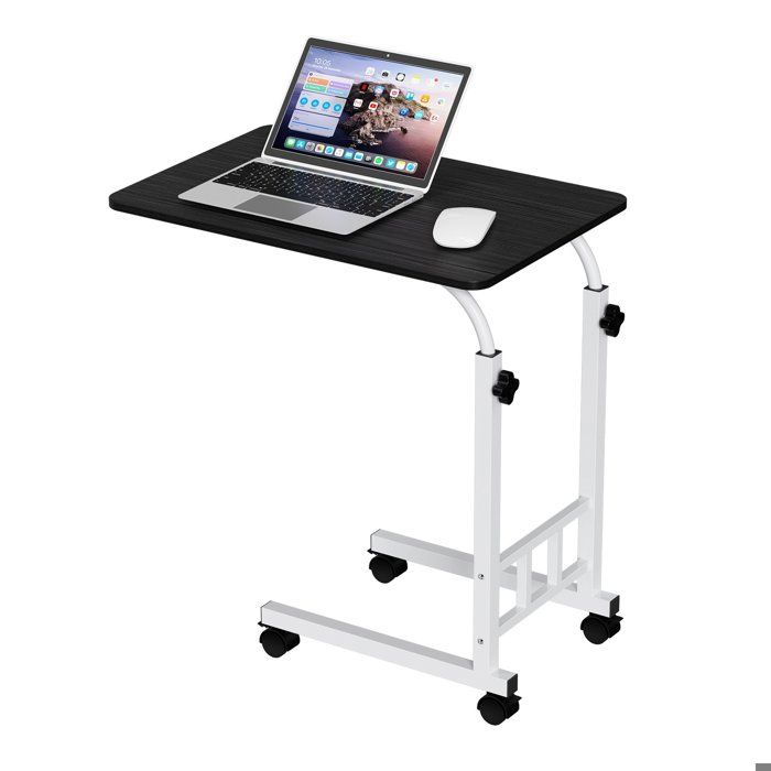Table dappoint roulante - Hauteur réglable de 63 à 80 cm et Plateau de table 60x40cm - Table de canapé pour salon chambre - Noir