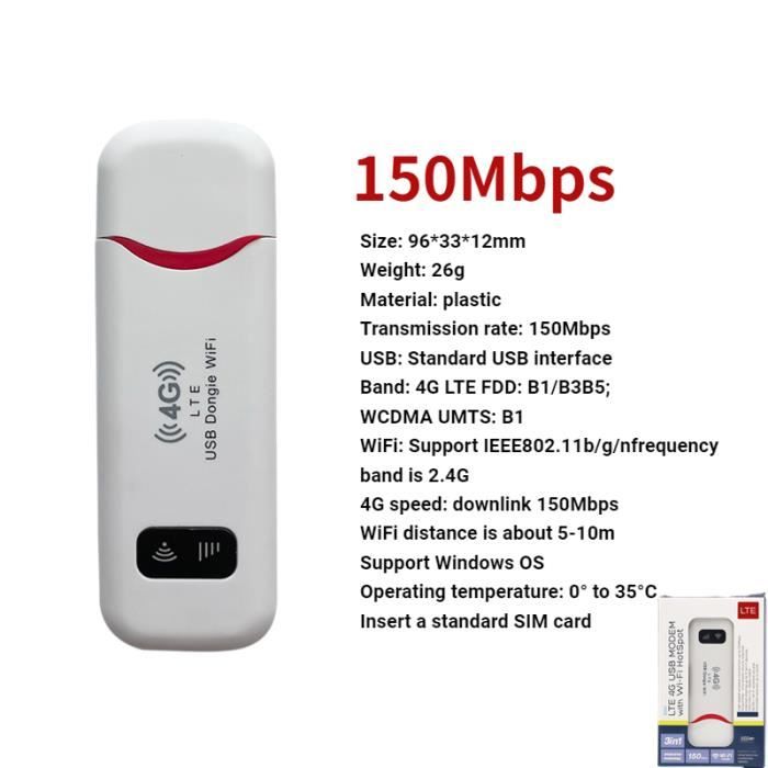 Wi Fi Rouge Rouge - Routeur WiFi 4G LTE Portable sans fil, 150Mbps, carte SIM ...