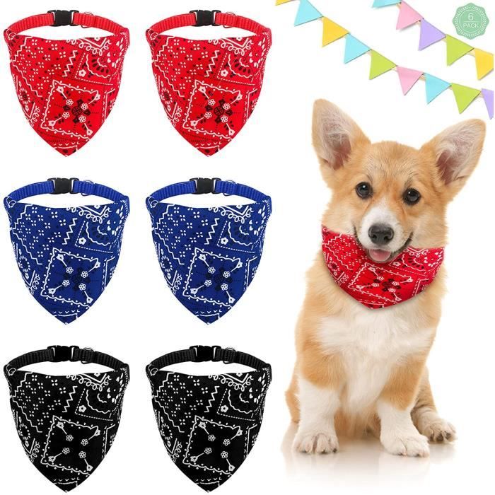 AIPAIDE 6pcs Chien Bandana Collier Sangle Réglable Foulard Triangle Bavoirs pour Petits Chiots Chats, Taille S
