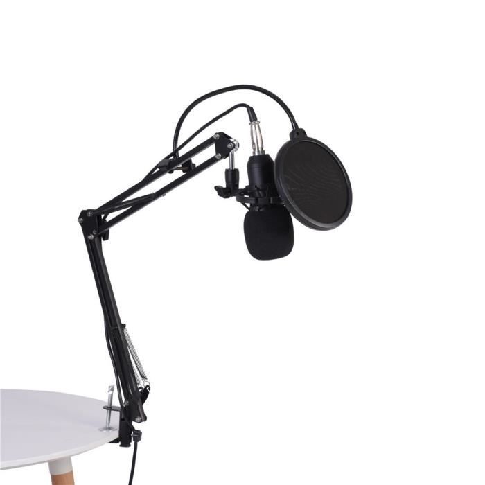 Microphone à Condensateur Kit Micro Studio Professionnel avec Suspension Bras pour PCGamerYoutubeur