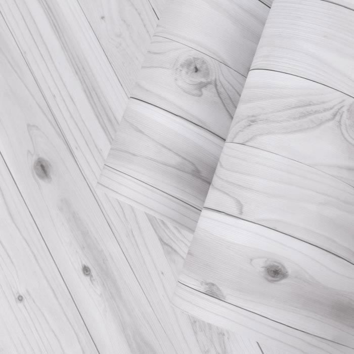 Rouleau adhésif bois blanc-gris au mètre - Autocollants Revêtement Adhésif Cuisine Meubles Salle de bain - 60x20m