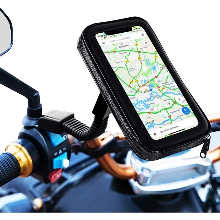 Etanche Support Telephone Velo,360°Support Smartphone Scooter avec  Habillage Pluie Porte Téléphone pour Moto 