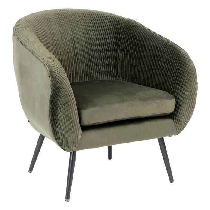 Fauteuil Solaro velours vert kaki - Atmosphera Créateur dintérieur