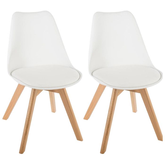 Lot de 2 chaises style scandinave Baya Atmosphera - 48x55x81 - Blanc