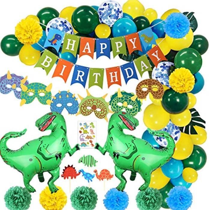 Support A Decorer 3d Decorations De Parti De Dinosaures Anniversaire Joyeux Anniversaire De Style Jurassique Monde Banniere Et Ball Cdiscount Maison
