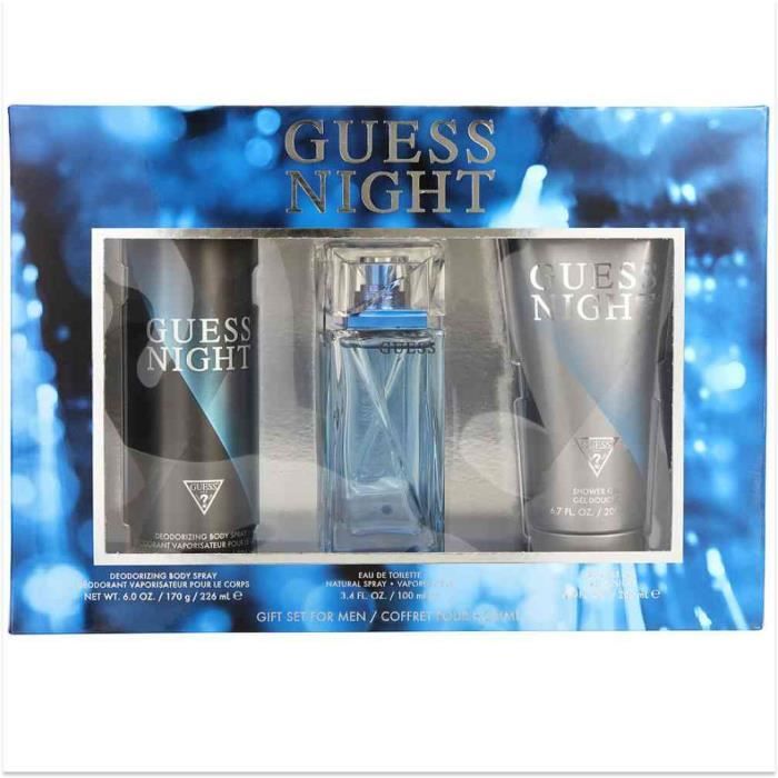 Guess Night Coffret pour homme Déodorant 226ml + Eau de Toilette 100ml + Gel Douche 200ml