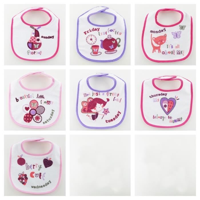 7 Bavoirs Pour Chaque Jour De La Semaine Convient Aux Bebes Fille Depuis La Naissance Cdiscount Puericulture Eveil Bebe