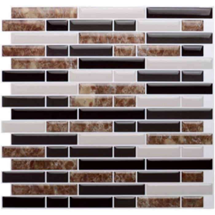 100 Carreaux Muraux 3D Adhésifs Peel And Stick - 3x6 Pouces - Pierre Beige - PVC Composite