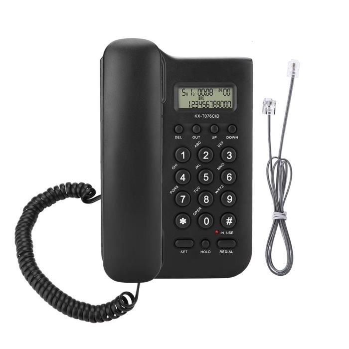 téléphone Fixe avec répondeur téléphone Mural pour la Maison/hôtel/Bureau avec Identification Automatique du système Double FSK/DTMF Noir Bewinner Téléphone Filaire 