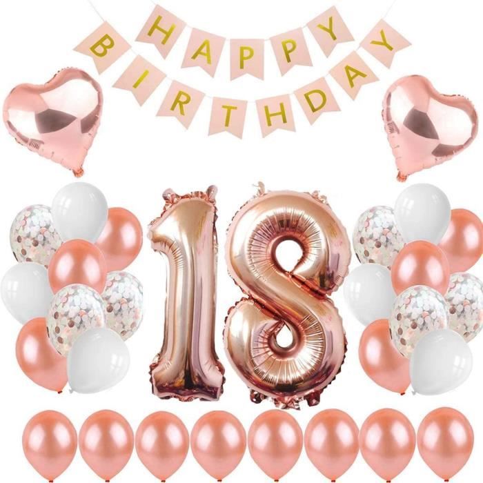 Deco Anniversaire 18 Ans Fille Ballon Anniversaire 18 Ans Happy Birthday Party Decoration Anniversaire Rose Gold Kit Anniversa 907 Cdiscount Maison