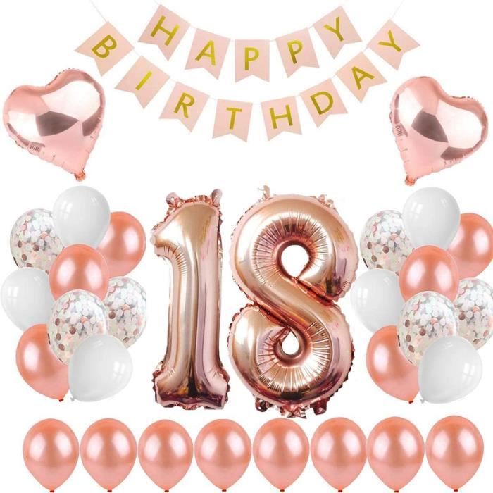 Ballon Anniversaire 18 Ans Decoration Anniversaire, Ballon Rose Kit Happy  Birthday Anniversaire Décoration