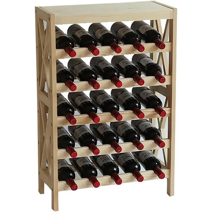15 Bouteilles VonShef Casier pour 15 Bouteilles de Vin Porte-Bouteilles/Étagère/Casier à vin Design Géométrique Métallique Noir Mat 