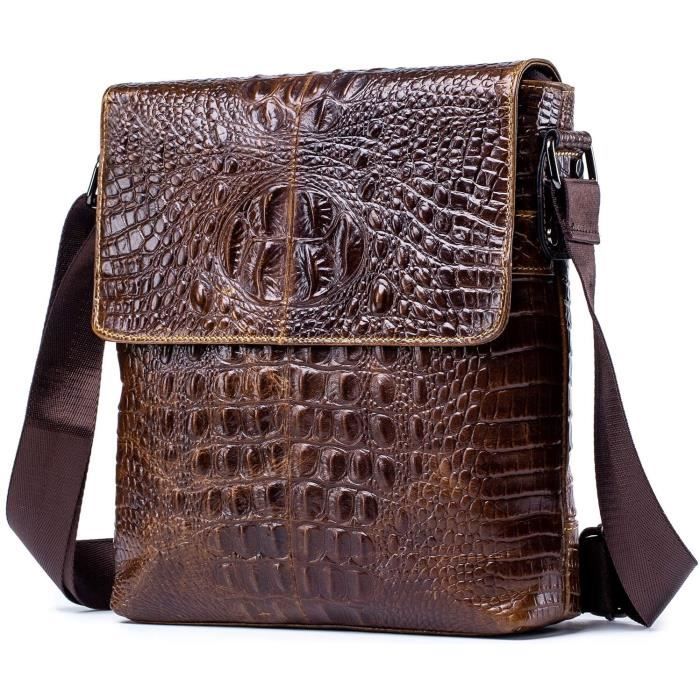 Sac à Main Vintage En Véritable Crocodile - Noir - Fabriqué En France - Occasion