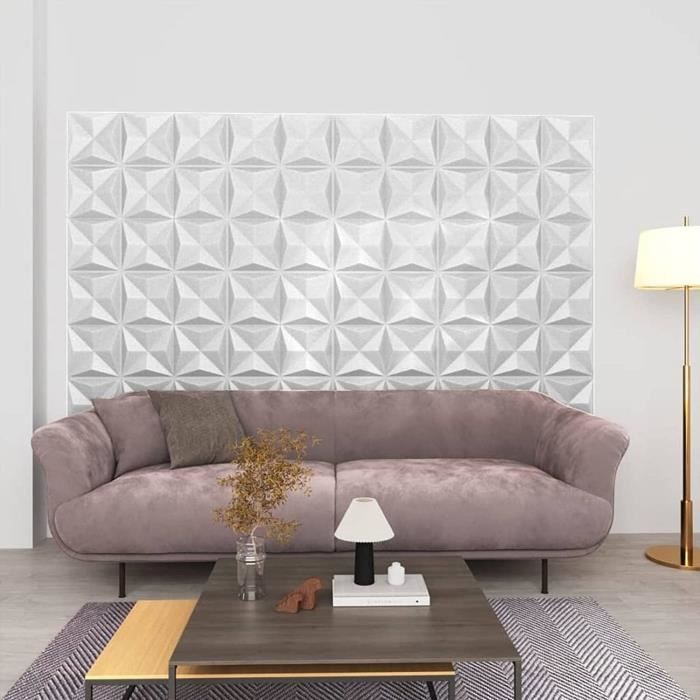 4 PCS Panneaux Muraux 3D Pierre Noir Foncé – PU, Autocollants, Décoration Intérieure Salon