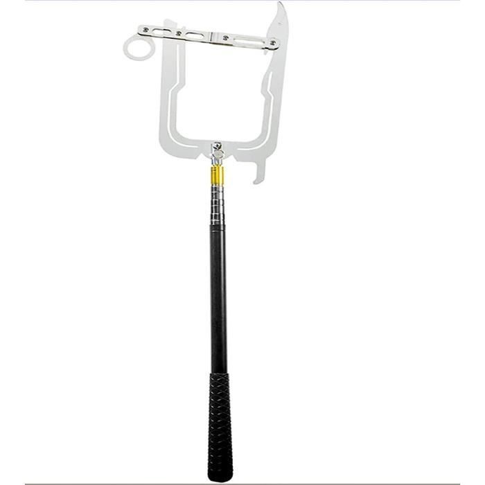 Gaffe Télescopique QIeCny - Longueur 4 à 8 M, Crochet Acier Inox 304, Ouverture 4.5 Cm - Pour Bateau, Sauvetage, Poussée