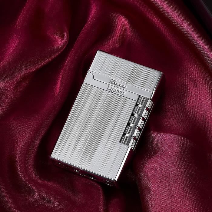 Briquet torche butane, flamme douce cigare/briquet rechargeable à rabat en métal, briquet coupe-vent, cadeau for homme (gaz non inclus) (Color : F