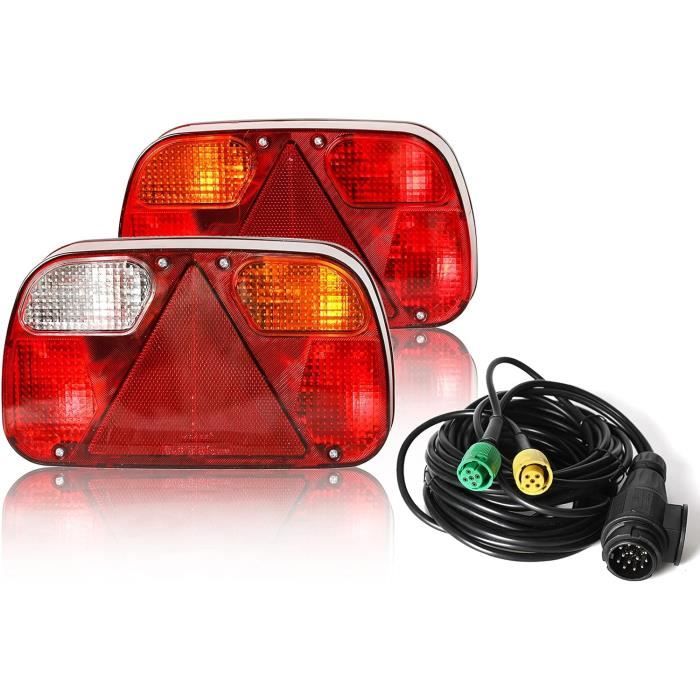 Kit éclairage LED Complet Pour Remorque - 2 Feux Arrière + 2 Feux De Contour + Câble 7m 13 Pôles - Neuf Melbox